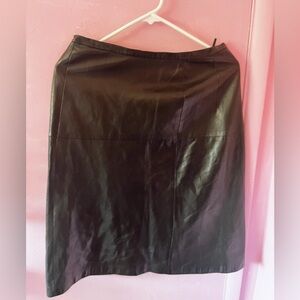 maxmara black leather skirt